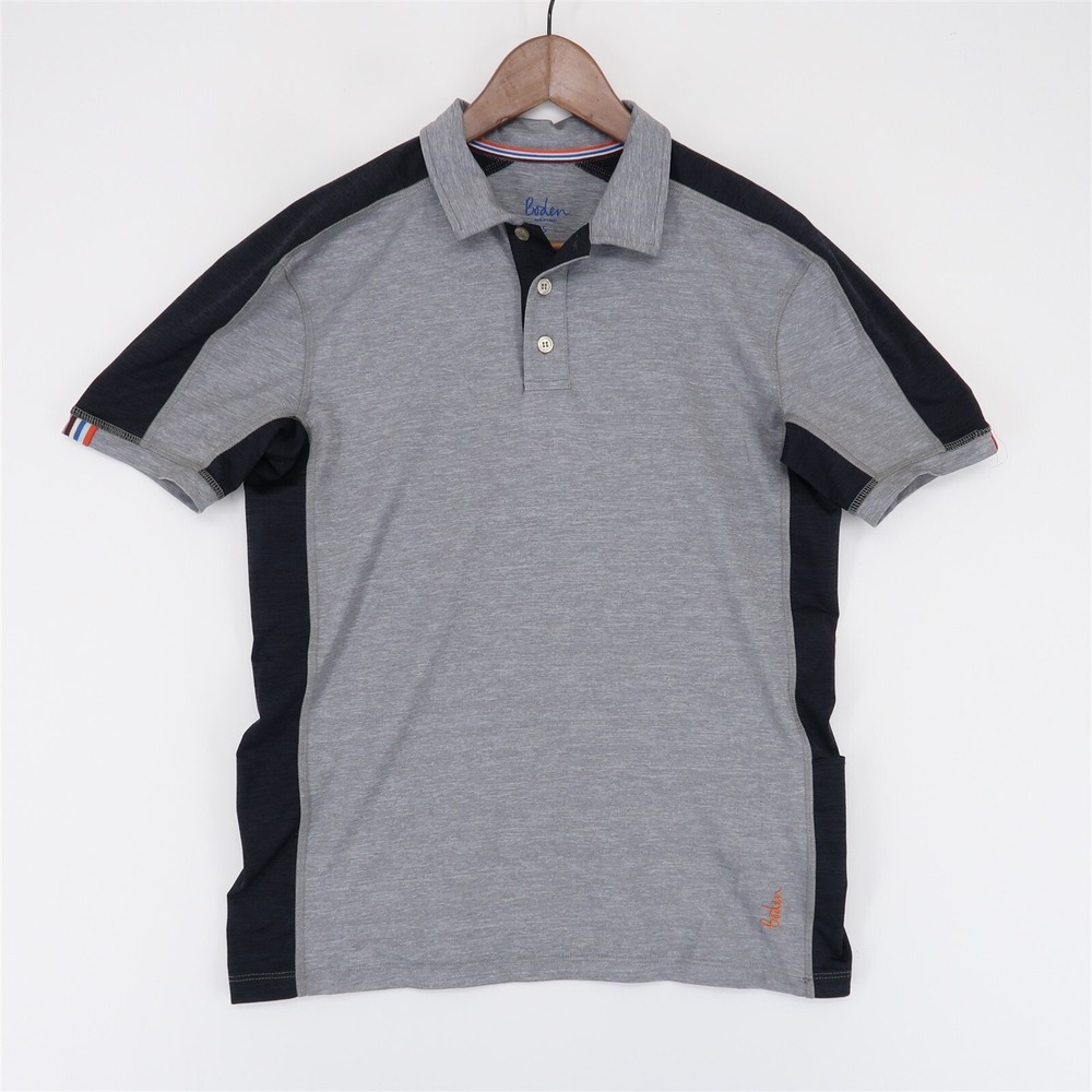 Boden Active Polo Shirt Mens S‎ Gray Heather Short Sleeve Colorblock Golf